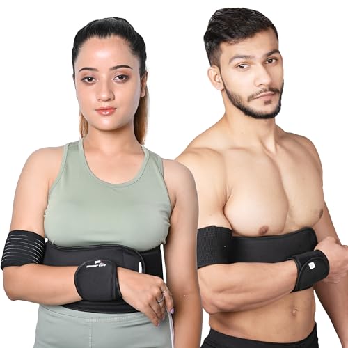 Wonder Care-Left Right Shoulder Immobilizer Arm Sling Elastic Brace for Clavicle Collar Bone Dislocation Subluxation Shoulder stabilizer Compression Brace After Rotator Cuff Surgery - Black-Size 5 von Wonder Care