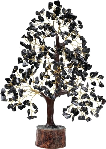 Wonder Care Schwarzer Turmalin_Chakra-Baum des Lebens – Kristallbaum_Positive Energie_handgefertigter Edelsteinbaum, Glücksbringer_Heilung_Chakra_Wohlstandsgeschenk_Feng-Shui-Dekoration_300 Perlen von Wonder Care