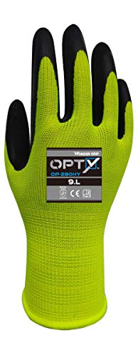 Wonder Grip OP-280HY Opty - Arbeitshandschuhe mit Latexbeschichtung, Latex-Montagehandschuh, Arbeitsschutzhandschuhe, Anti-Rutsch, gr M / 8 Gelb von Wonder Grip