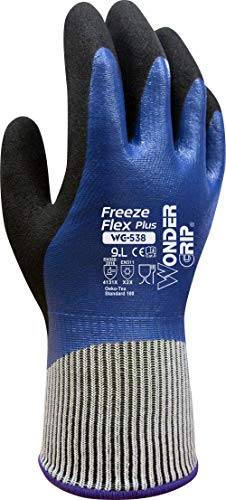 Wonder Grip WG-538 Freeze Flex Plus - Ölbeständiger Arbeitshandschuh mit Frostschutz und dreifacher Nitrilbeschichtung; Anti-Rutsch Schutzhandschuhe für sicheres Greifen; L / 09, Blau von Wonder Grip