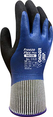 Wonder Grip WG-538 Freeze Flex Plus - Ölbeständiger Arbeitshandschuh mit Frostschutz und dreifacher Nitrilbeschichtung; Anti-Rutsch Schutzhandschuhe für sicheres Greifen; M / 08, Blau von Wonder Grip