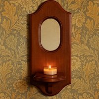 Vintage Look Wand-Kerzenhalter Aus Holz Mit Spiegel von WonderVaultGifts