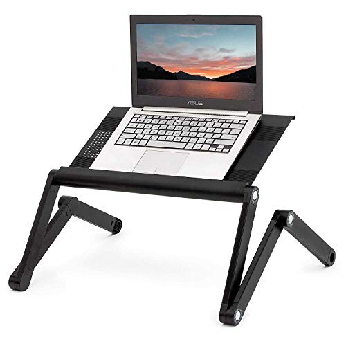 WonderWorker Nobel Extra breiter ergonomischer Laptop-Schreibtisch, Verstellbarer Laptop-Ständer, Bettarbeitsplatte, tragbare Kühlplattform, schwarz von WonderWorker