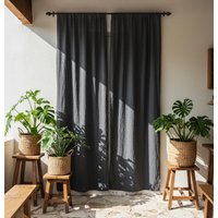 Anthrazit Grauer Musselin Vorhang Boho Baumwoll-Musselin Drapieren von WonderfulForestShop