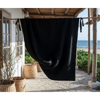 Schwarzer Musselin-Gazevorhang 4-Lagiges Durchsichtiges Baumwollpanel von WonderfulForestShop