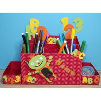 Schreibtisch Stiftebox Abc Monster +Wunschname von WonderfulPaperArt