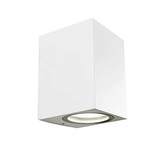 Wonderlamp - Classic Wandleuchte für den Außenbereich, 1 x GU10, max. 35 W, wasserdicht IP 44, moderne Außenleuchte, mattweiß von Wonderlamp