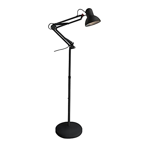 wonderlamp - Avati schwenkbare Stehleuchte, Stehlampe schwarz, höhenverstellbar, Körper und Kopf schwenkbar, Leuchtmittel 1xE27 von Wonderlamp