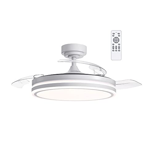 Wonderlamp - Techo LED-Ventilator mit Aspas Retráctiles Perla, Motor DC Silencioso, 3 CCT Regulierbar, 45 W, weiß (weiß) von Wonderlamp