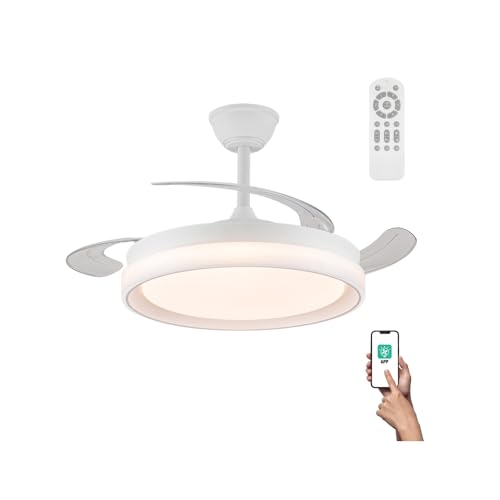 wonderlamp Nestera Evo LED-Ventilator mit klappbaren Flügeln, Weiß, CCT 3000-4000-6000 K, dimmbar, 72 W, leise mit Fernbedienung und App wonderlamp Nestera Evo LED-Ventilator mit klappbaren Flügeln, Weiß, CCT 3000-4000-6000 K, dimmbar, 72 W, leise mit Fernbedienung und App von Wonderlamp