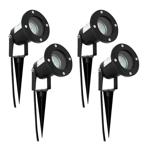 Wondlumi 4er Gartenbeleuchtung LED mit Kabel GU10 Gartenleuchte IP65 Schwenkbar Gartenlampen Aussen mit Erdspieß 230V von Wondlumi