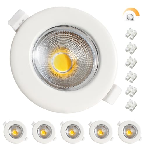 6er LED Einbaustrahler Dimmbar 10W Set LED Spots 230V Weiß Rund Deckenspots 5000K Kaltweiß 850LM Einbauleuchten 68mm 850LM für Küche Schlafzimmer 6er LED Einbaustrahler Dimmbar 10W Set LED Spots 230V Weiß Rund Deckenspots 5000K Kaltweiß 850LM Einbauleuchten 68mm 850LM für Küche Schlafzimmer von Wondlumi