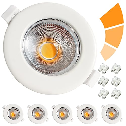6er LED Einbaustrahler Dimmbar 7W Set Flach 33mm LED Spots 230V Rund Weiß Deckenspots 2700K Warmweiß 600LM für Küche Wohnzimmer von Wondlumi
