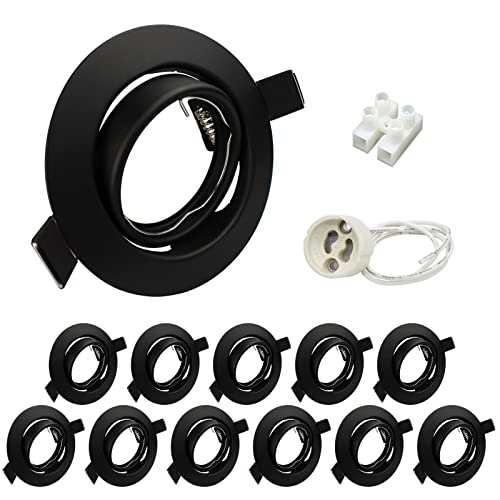 Wondlumi 12x LED Einbaustrahler GU10 Set Einbaurahmen Schwenkbar Schwarz Matt Rund Einbauleuchten LED Einbaustrahler 230V inkl. GU10 Fassung von Wondlumi