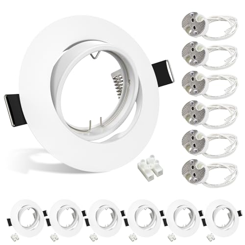 Wondlumi Einbaustrahler LED Rahmen GU5,3 LED Spot 12V 68mm Schwenkbar Rund Einbauleuchten Weiß Matt inkl.Fassung für GU5,3 Brine Schlafzimmer Wohnzimmer von Wondlumi