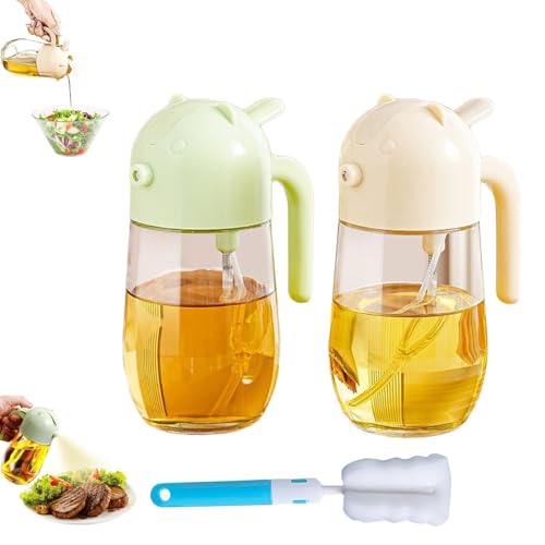 Wondora 2 Stücke2 in 1 Ölsprüher für speiseöl, Oil Dispenser and Oil Sprayer, OlivenöL ÖLsprüHer, Multifunktions ÖLflasche, Mit ReinigungsbüRste zum Kochen, Backen, Grillen und Frittieren von Wondora