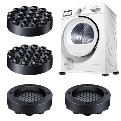 Wondora Schwingungsdämpfer Waschmaschine, 4 Stück Waschmaschinen Unterlage, Kieselerde Antivibrationsmatte Waschmaschine Rutschfestigkeit Lärmreduzierung Geeignet für Kühlschränke Waschmaschinenfüße von Wondora