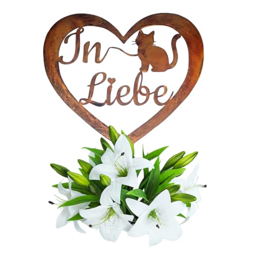 Grabschmuck Herz Wetterfest,Vorgerostete Grabdekoration Katze,35cm Haustier Fellnase Grabschmuck Herz Wetterfest,Vorgerostete Grabdekoration Katze,35cm Haustier Fellnase von Wondramble