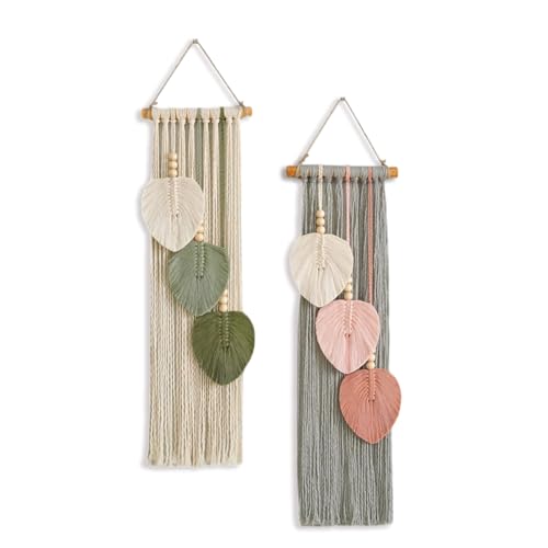 Wondramble 2 Stück Makramee wandteppich,Wandbehang,Boho Handgemacht Gewebte Spitzenbehänge,Wand Dekoration Kunsthandwerk Hintergrund von Wondramble