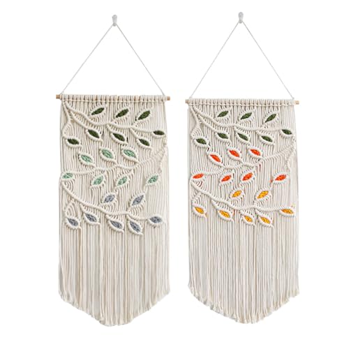 Wondramble Makramee wandbehang,Boho makramee wandteppich,Wohnzimmer,Schlafzimmer,Büro,WandDekoration (Grün+Rot) von Wondramble