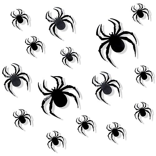 Wondsea 24 Stück Halloween 3D Spinnen Deko,Halloween Partyzubehör,für Zuhause Fenster Dekoration Halloween Party Supplies,Spinne Wandtattoo,Realistische PVC Aufkleberbögen Sticker von Wondsea