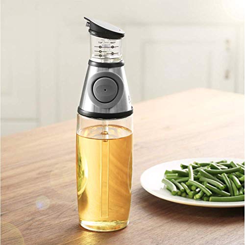 Wondsea Flasche Olivenölspender,Olivenölspender Flasche, Öl- und Essigbrühe mit tropffreien Ausgussflaschen, Messölgießer für die Küche, Klarglasölflasche mit Waage (500ml/17oz) von Wondsea
