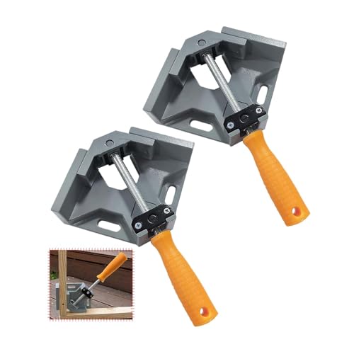 2 Stück Winkelspanner 90 Grad, Aluminium-Legierung Eckspanner, Mit Swing Kiefer, Single Handle, Winkelzwinge für Holzbearbeitung, Engineering Holzbearbeitung Fotorahme (2 Stück) von Wonfly