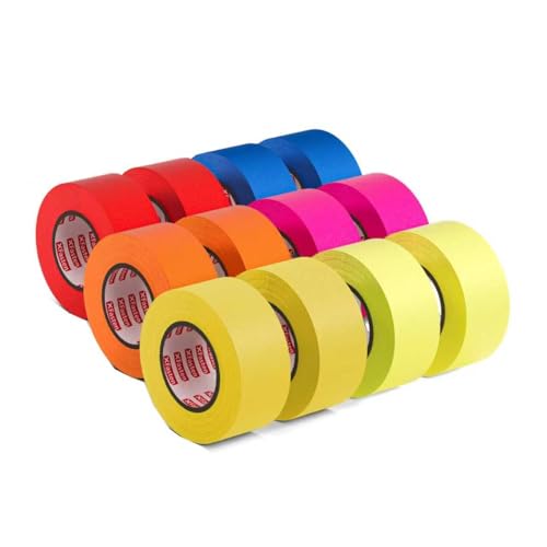 Wonninek 12 Stück Fluoreszierendes Markierungsband, 2,54cm x 30m Nicht Klebend Forstmarkierband, 6 Farben Baummarkierungsband für den Heim und Arbeitsplatzgebrauch, Warnband, Außenbereich von Wonninek