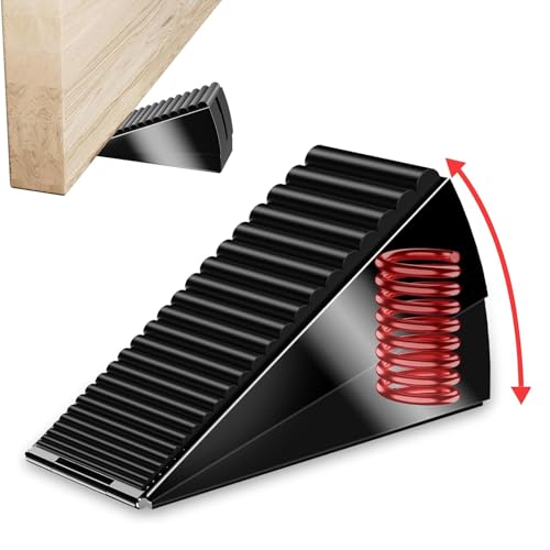 Wonninek Verstellbarer Metall Türstopper Anti-Rutsch-Design Keil Gummikeile für Die Unterseite Der Tür Schwere Türstoppers Gummi 13 cm x 8 cm x 4.5cm Passend für Jede Schwere Tür (Schwarz） von Wonninek