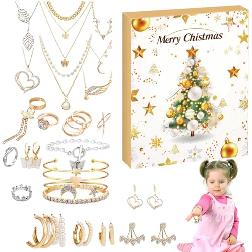 Schmuck Adventskalender | 24 Tage Countdown Bis Feiertagskalender | Countdown Kalender 2024 | Trendiges Schmuck Set Für Erwachsene Frauen Und Teenager Mädchen von Wonsfuleu