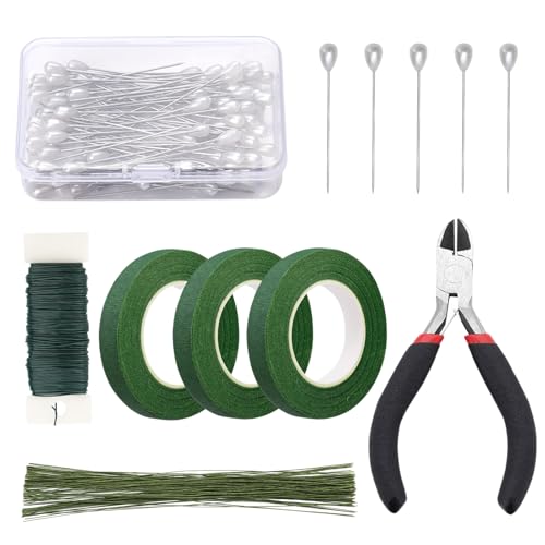 Wonsfuleu Blumenband Für Sträuße | 1,2 cm Breites Bouquet Bastelset - Zum Umwickeln Veredeln Hochzeit Basteln Gärtnern Geburtstag Pflanzenarrangement von Wonsfuleu
