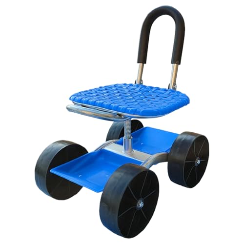 Wonsfuleu Gartenhocker Mit Rädern | 360° Drehbarer Rollhocker Mit Ablage - Verstellbarer Tablett Mit Aufbewahrungskorb Für Ältere Personen Bei Der Gartenarbeit Im Außenbereich von Wonsfuleu