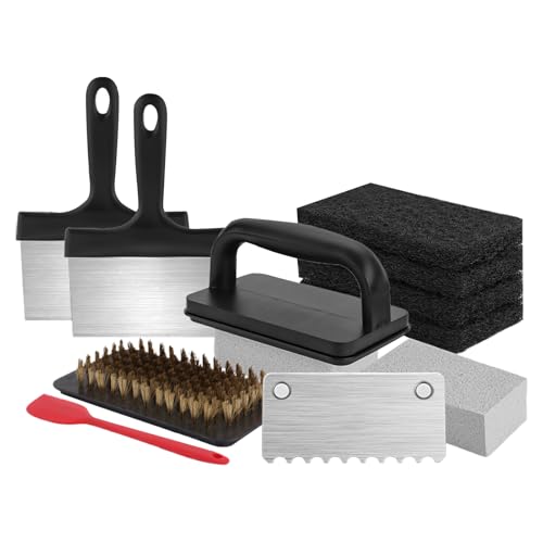Wonsfuleu Grill Reinigungsset | Rostentferner Set Für Grillrost | Multifunktionaler Schrubber Tragbar Hitzebeständig Picknick Küchen Spachtel von Wonsfuleu