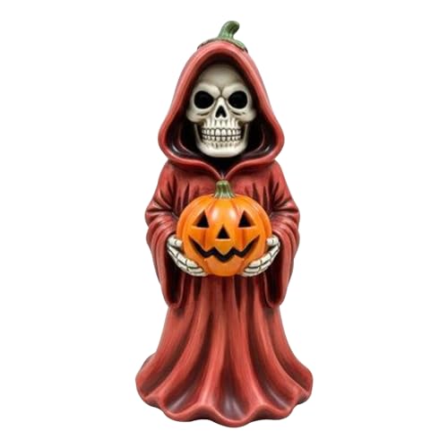 Wonsfuleu Skelett Statue Resin,Weihnachts Deko Skulptur Für Schreibtisch - Halloween Deko Skelett Kürbisskulptur für Nachttisch Bücherregal Vitrine Fensterbank Wohnzimmertisch Anzeigeschrank von Wonsfuleu