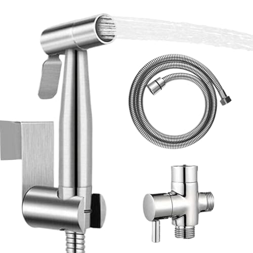 Wonsfuleu Toilettenspüler | Stahl Windel Spritzset,Tragbarer Strahlregler Mit Druckregler Badezimmer Zubehör Für Frauen Baby Hygiene Wonsfuleu Toilettenspüler | Stahl Windel Spritzset,Tragbarer Strahlregler Mit Druckregler Badezimmer Zubehör Für Frauen Baby Hygiene von Wonsfuleu