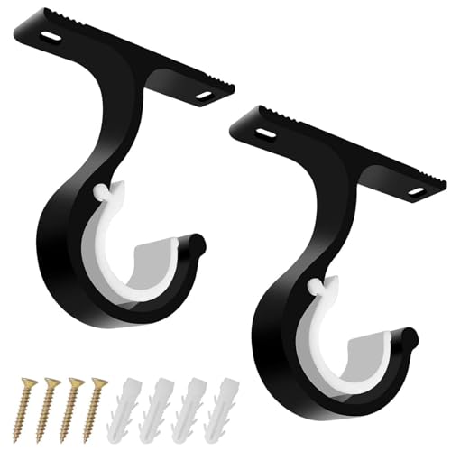 Wonvify Gardinenstangen Halterung Schwarz 2 Stück, für Gardinenstangen 25 – 28 mm, für Fenster, Schrank, Schlafzimmer, Wohnzimmer, Büro zu Hause für die Verwendung an der Decke oder an der Wand von Wonvify