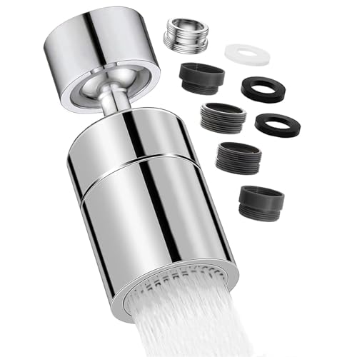 Wonvify Strahlregler für Küche, Strahlregler für Badezimmer, aus Metall, 2 Modi, Lieferung mit 5 Adaptern, für Wasserhahn mit M22 M20 Außengewinde oder M24M22M20 Innengewinde von Wonvify