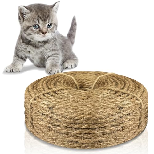 Sisalseil für Kratzbaum, Katzen Kratz Seil, 5MM X 50M Sisal Schnur, Natürliches Seil Hanfseil für Kratzbaum Ersatz, Katzenzubehör, Basteln, Dekorieren von Häusern (gelb) von Wonwood_direct