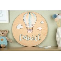 Namensschild Luftballon, Kinderzimmer, Holz, Baby, Baby von WooDeeCreations