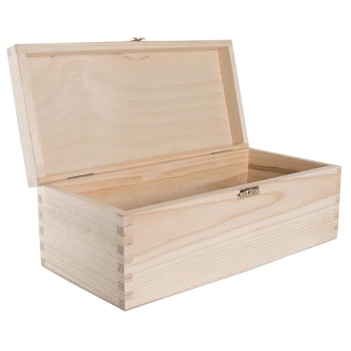 Längliche Holzbox mit Deckel | 30 x 14 x 11 cm | Verschluss | Rechteckige Wertsachen Memory Andenken Aufbewahrung | Unlackiert & unbehandeltes Uni Dekoratives Kiefernholz für Basteln Decoupage Längliche Holzbox mit Deckel | 30 x 14 x 11 cm | Verschluss | Rechteckige Wertsachen Memory Andenken Aufbewahrung | Unlackiert & unbehandeltes Uni Dekoratives Kiefernholz für Basteln Decoupage von WooDeeDoo
