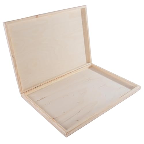 WooDeeDoo Flache schlanke Holzkiste mit Deckel | 37 x 26,5 x 3 cm | Geschenkdokumente Präsentation Wertsachen Aufbewahrungsbox | einfarbig dekorativ Kiefer zum Basteln Decoupage von WooDeeDoo