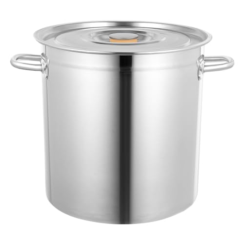 WooDerson 35L Suppentopf, Kochtopf Aus 201 Edelstahl, Wanddicke 1.2mm, Mit Anti Rutsch Rillen Und Kapazitätseinteilung, Für Magnetkochern Gasherden Elektroherden Usw von WooDerson