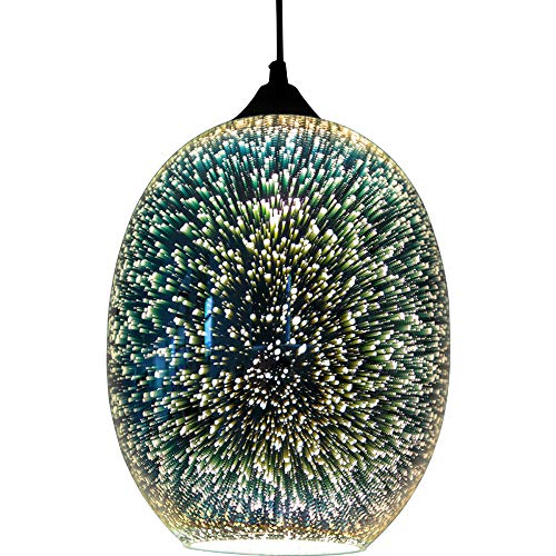 WooDerson 3D Feuerwerk Deckenlampe 220V Kreativ Feuerwerk Lampe Bunt Kronleuchter Hängelampe Glas Echtglas Hängeleuchte Modern, E27 Bunt Glas Höhenverstellbar (Ohne Glühbirne) von WooDerson