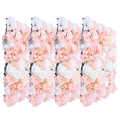 WooDerson Blumenwand Kunstblumen Rosa+Weiß, 40x60cm Künstliche Blumen Wand Aus Seidenstoff, Blumen Wandpaneel Für Wohnzimmern Balkonen Empfangsbereichen Usw von WooDerson