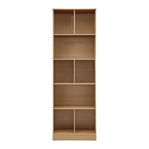 WooDerson Bücherregal 5 Ebenen, Offenes Aufbewahrungsregal, Bücherregal mit Ablagefach Regalböden Büroregal für Haushalte, Wohnzimmer und Studienräume (Eiche Farbe) von WooDerson