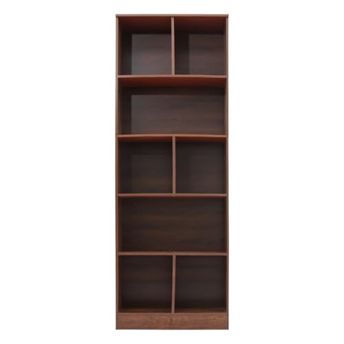 WooDerson Bücherregal 5 Ebenen, Offenes Aufbewahrungsregal, Bücherregal mit Ablagefach Regalböden Büroregal für Haushalte, Wohnzimmer und Studienräume (Wilde Eiche Farbe) von WooDerson