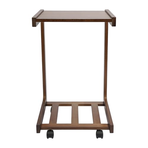 WooDerson C-förmiger Beistelltisch, Mobiler Kaffeetisch, Kleiner Beistelltisch, Holz C-förmiger Sofatisch mit 4-Rollen, für Wohnzimmer Schlafzimmer, Couchtisch Betttisch Nachttisch (Walnussfarbig) von WooDerson