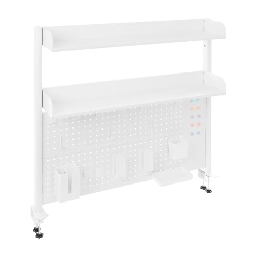 WooDerson Computer-Schreibtisch-Bücherregal, Mehrzweck-Clip-on-Schreibtisch-Organisator, Generisch Clamp-on Desk Organizer, 2 -Ebenen Schreibtisch-Organizer-Regal (Weiß, 100x12.5x95cm) von WooDerson