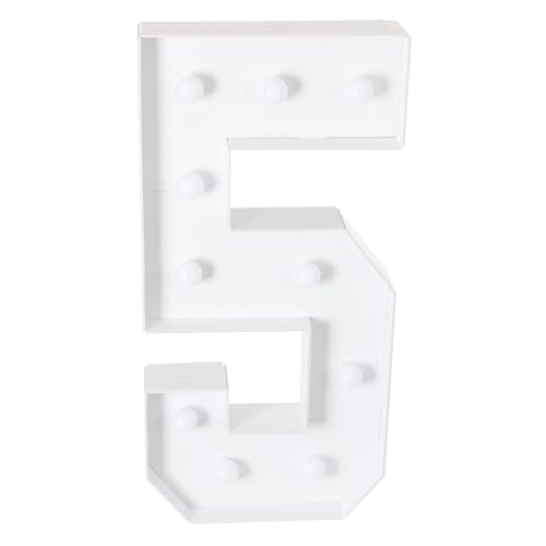WooDerson LED Zahlen Lampe Nummer Beleuchtete, Warmes Licht 3D Leuchtzahlen Groß Dekolicht Leuchtende Zahlen 0 1 2 3 4 5 6 7 8 9, für Hochzeit, Geburtstag, Party, Weihnachtslampe (Form: 5) von WooDerson