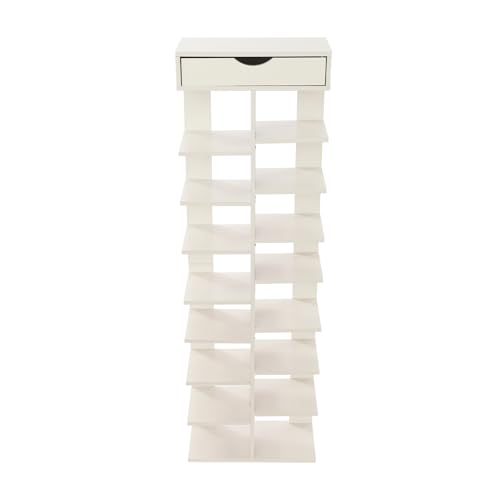 WooDerson Schuhablage Vertikales Schuhregal, Schmal Schuhaufbewahrung Platzsparend mit Verdeckter Griff, Mehrstufiges Regal Schuhablage für Eingangsbereich, Ecke, Flur (Warmes Weiß, 9 Ebenen) von WooDerson